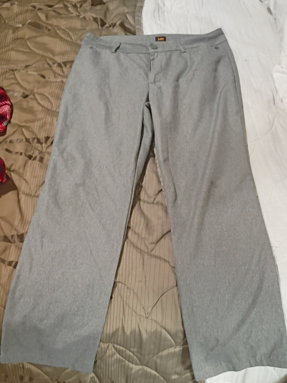 Lee Men's Light Gray Straight-Leg Dress Pants